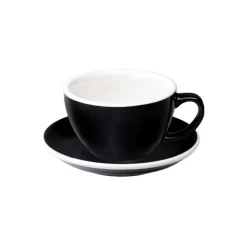 Café Latte kuppi ja lautanen Loveramics Egg Black, 300 ml