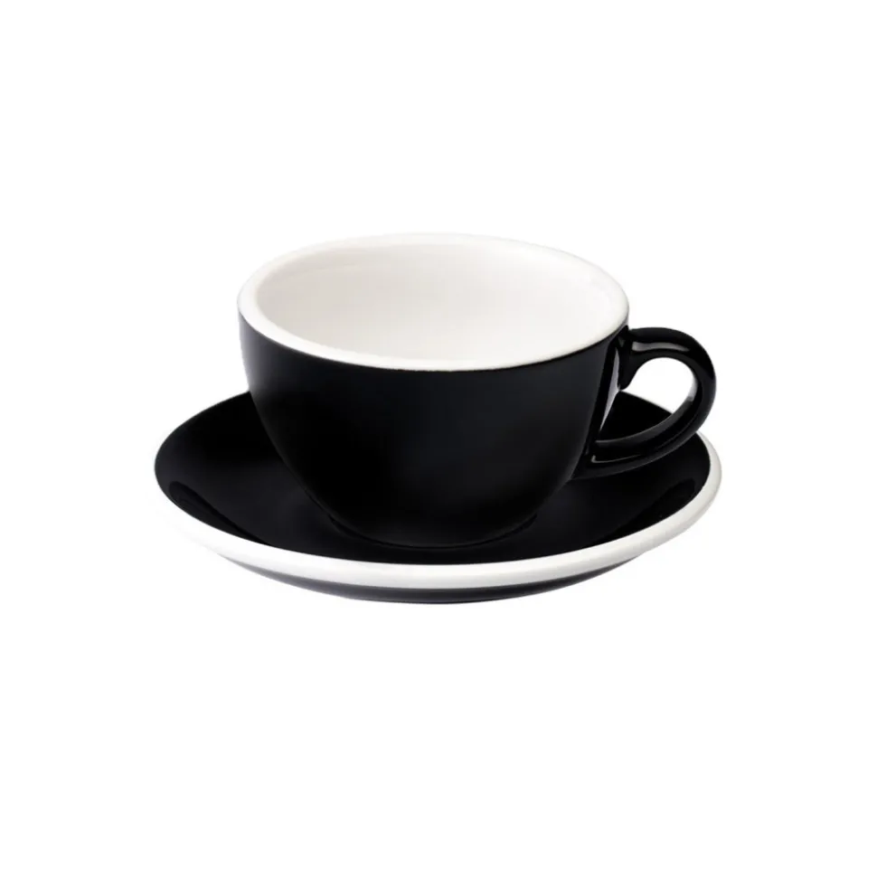 Cappuccino kuppi ja lautanen Loveramics Egg Black, 200 ml
