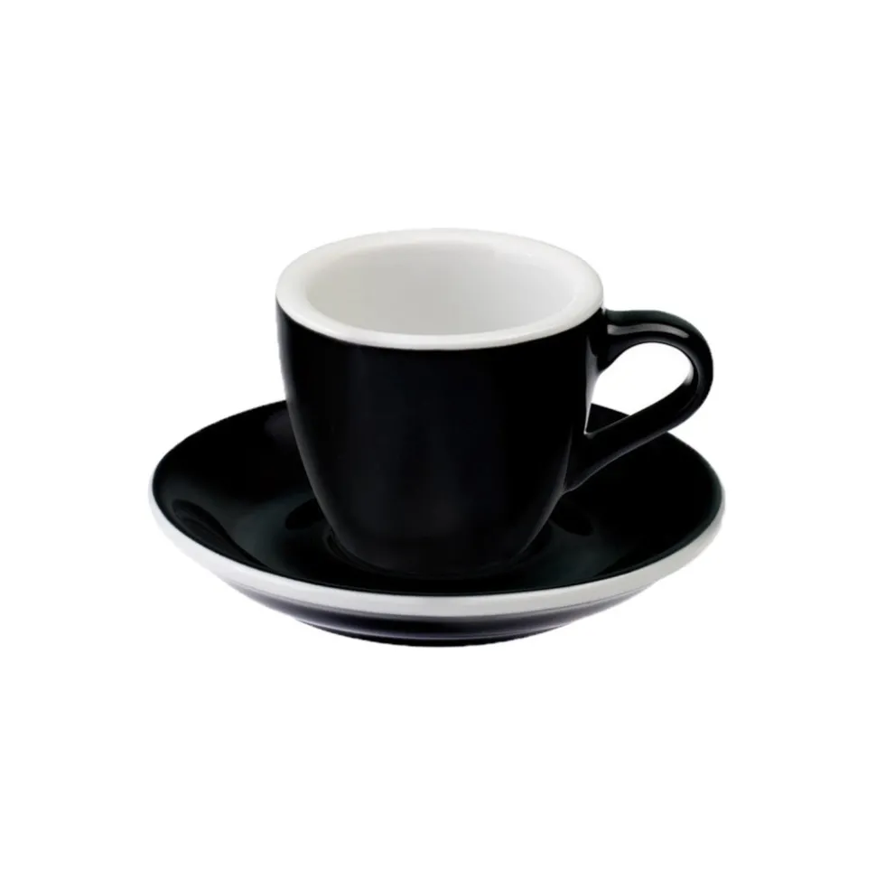 Espresso kuppi ja lautanen Loveramics Egg Black, 80 ml