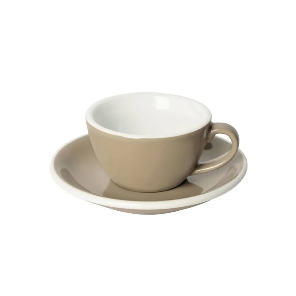 Flat White kuppi ja lautanen Loveramics Egg Taupe, 150 ml