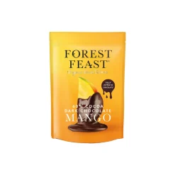 Forest Feast tummalla suklaalla kuorrutetut mangoviipaleet, 100 g