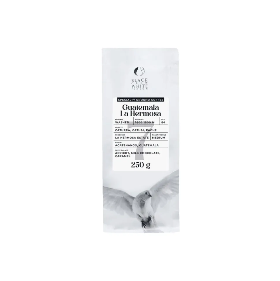 Jauhettu specialty-kahvi Black Crow White Pigeon Guatemala La Hermosa, 250 g