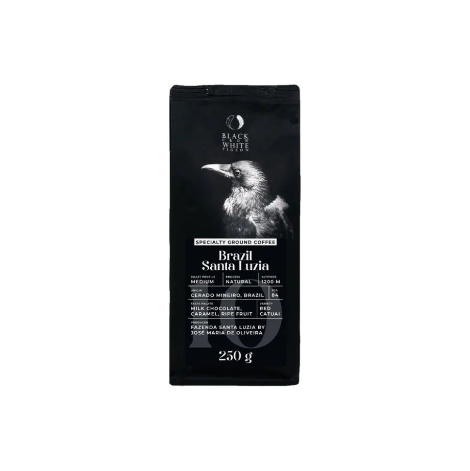 Jauhettu specialty-kahvi Black Crow White Pigeon Brazil Santa Luzia, 250 g