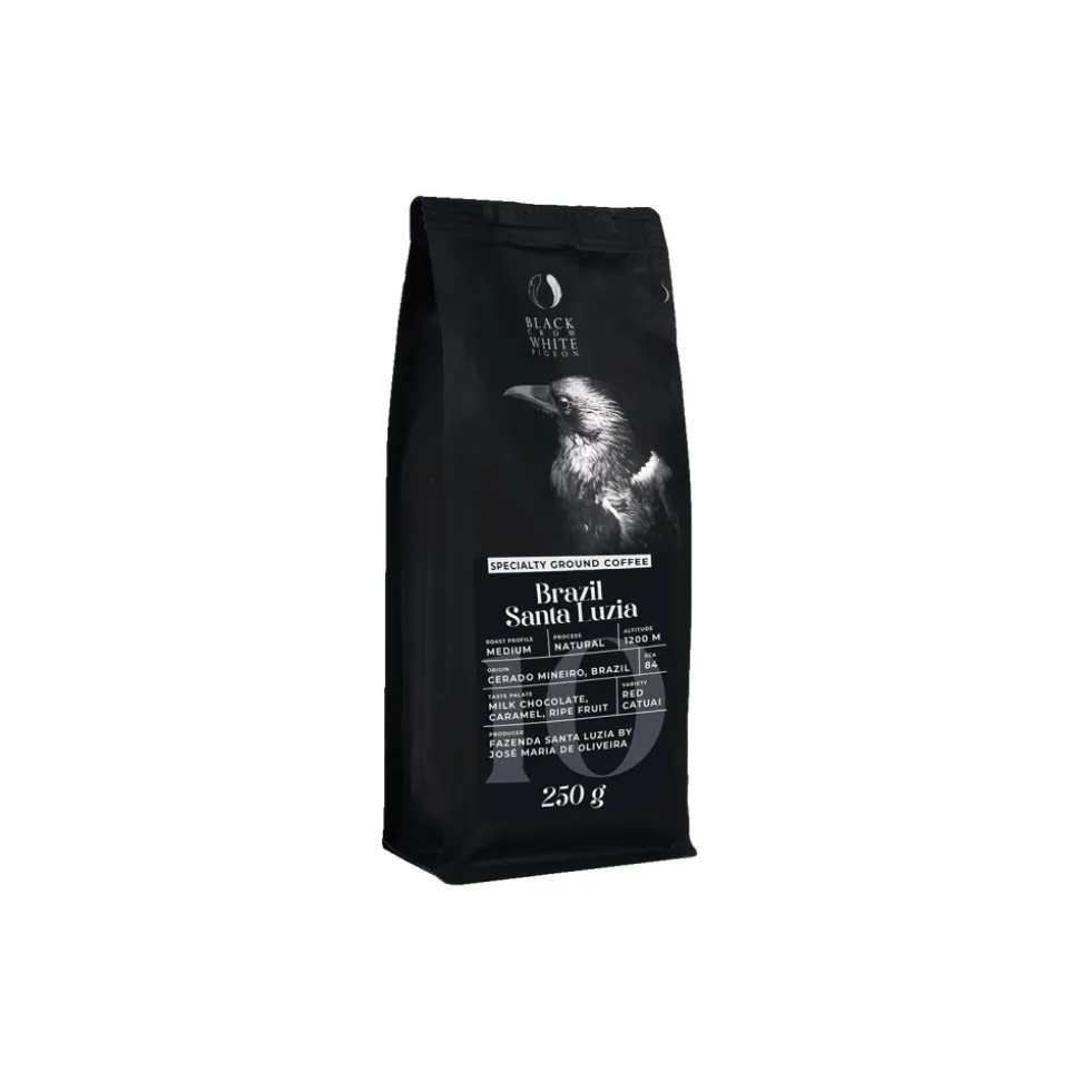 Jauhettu specialty-kahvi Black Crow White Pigeon Brazil Santa Luzia, 250 g
