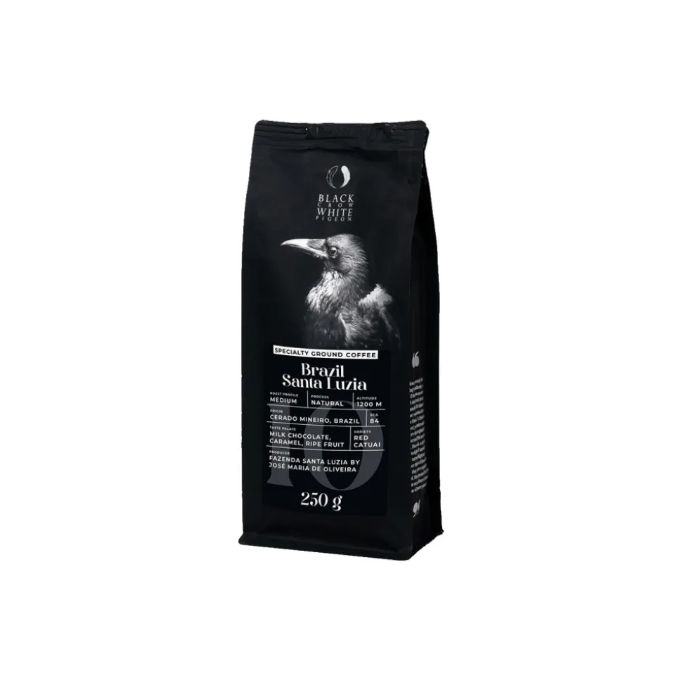 Jauhettu specialty-kahvi Black Crow White Pigeon Brazil Santa Luzia, 250 g