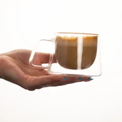 Kaksinkertainen cappuccinolasi kahvalla CHiATO, 210 ml