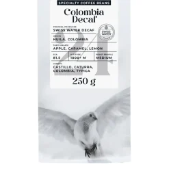 Kofeiinittomat specialty-kahvipavut Black Crow White Pigeon Colombia Decaf, 250 g