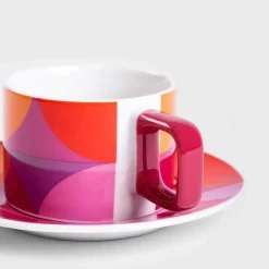 Kuppi aluslautasella Homla NAOKO Pink Orange, 200 ml