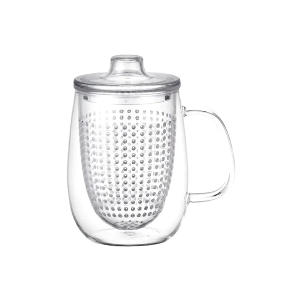 Kuppi siivilällä ja kannella Kinto UNITEA Clear, 550 ml