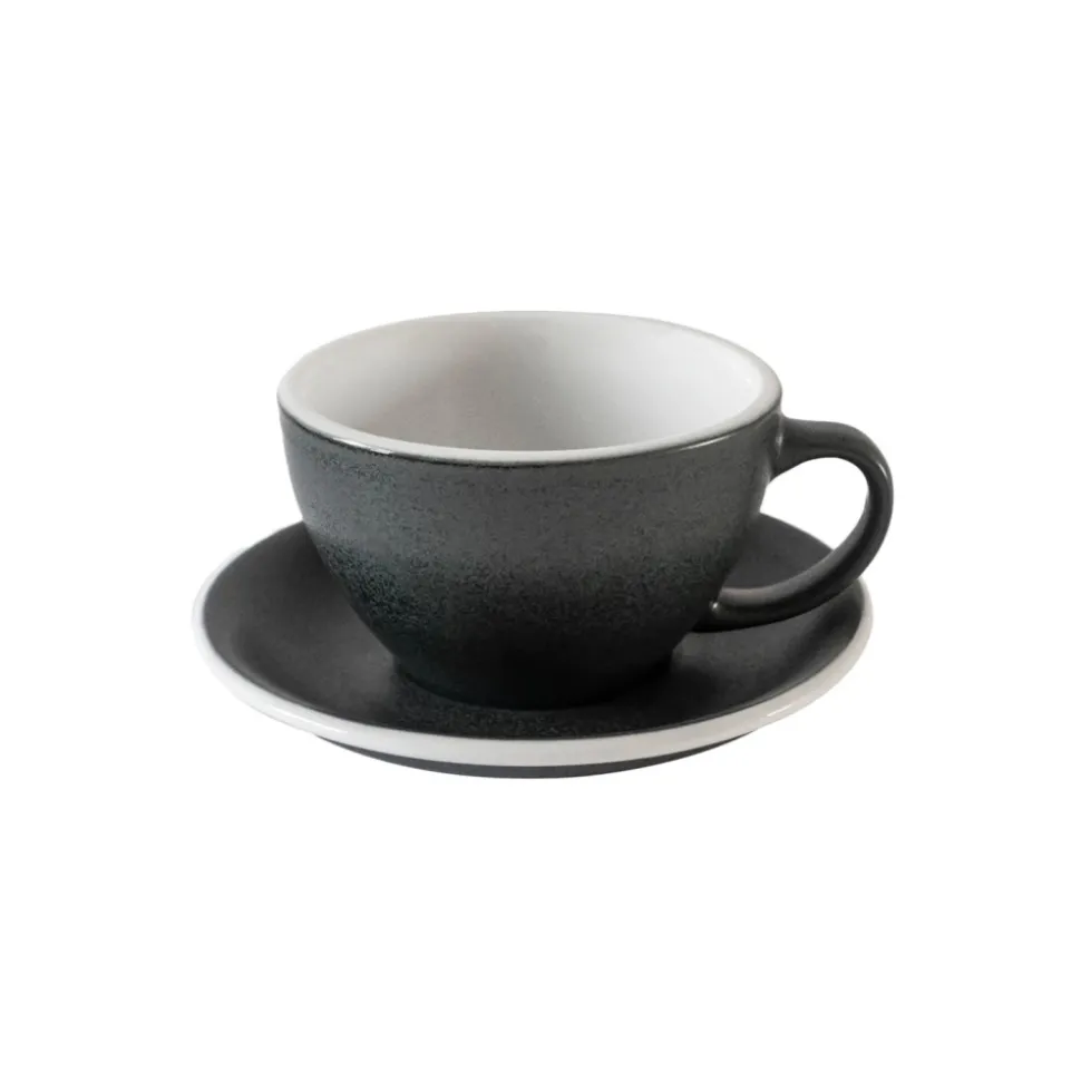 Lattekuppi ja aluslautanen Loveramics Egg Anthracite, 300 ml