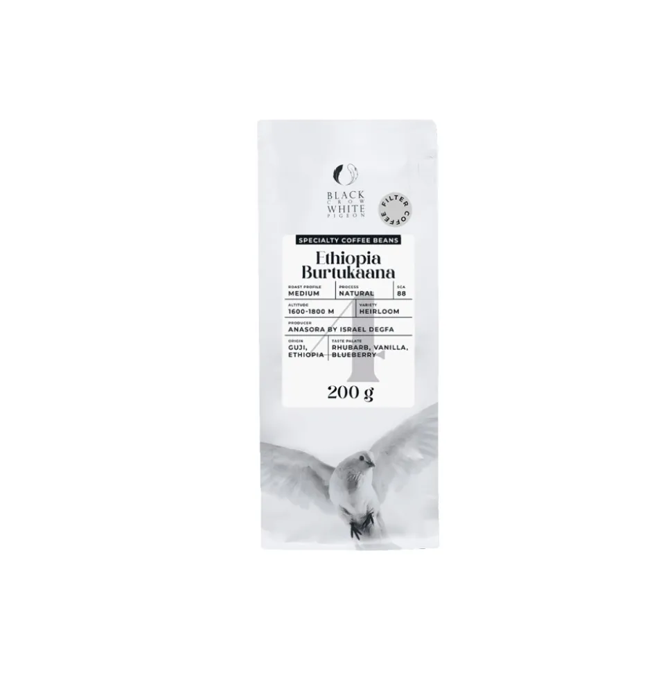 Specialty-kahvipavut Black Crow White Pigeon Ethiopia Burtukaana (Filter), 200 g