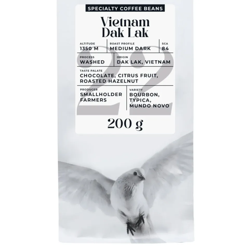 Specialty-kahvipavut Black Crow White Pigeon Vietnam Dak Lak, 200 g