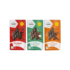 Suklaalevylajitelma Galler Lait Praline Eclats de Caramel x Lait Praline Eclats de Noisettes x Noir Praline, 3 x 180 g