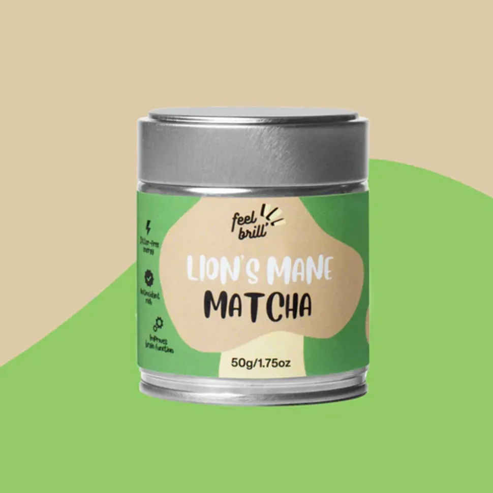 Vihreä matcha-tee lion’s mane Feel Brill, 50 g